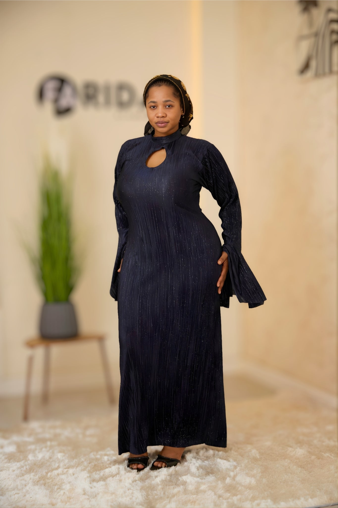 Navy Blue Glitter Maxi Dress