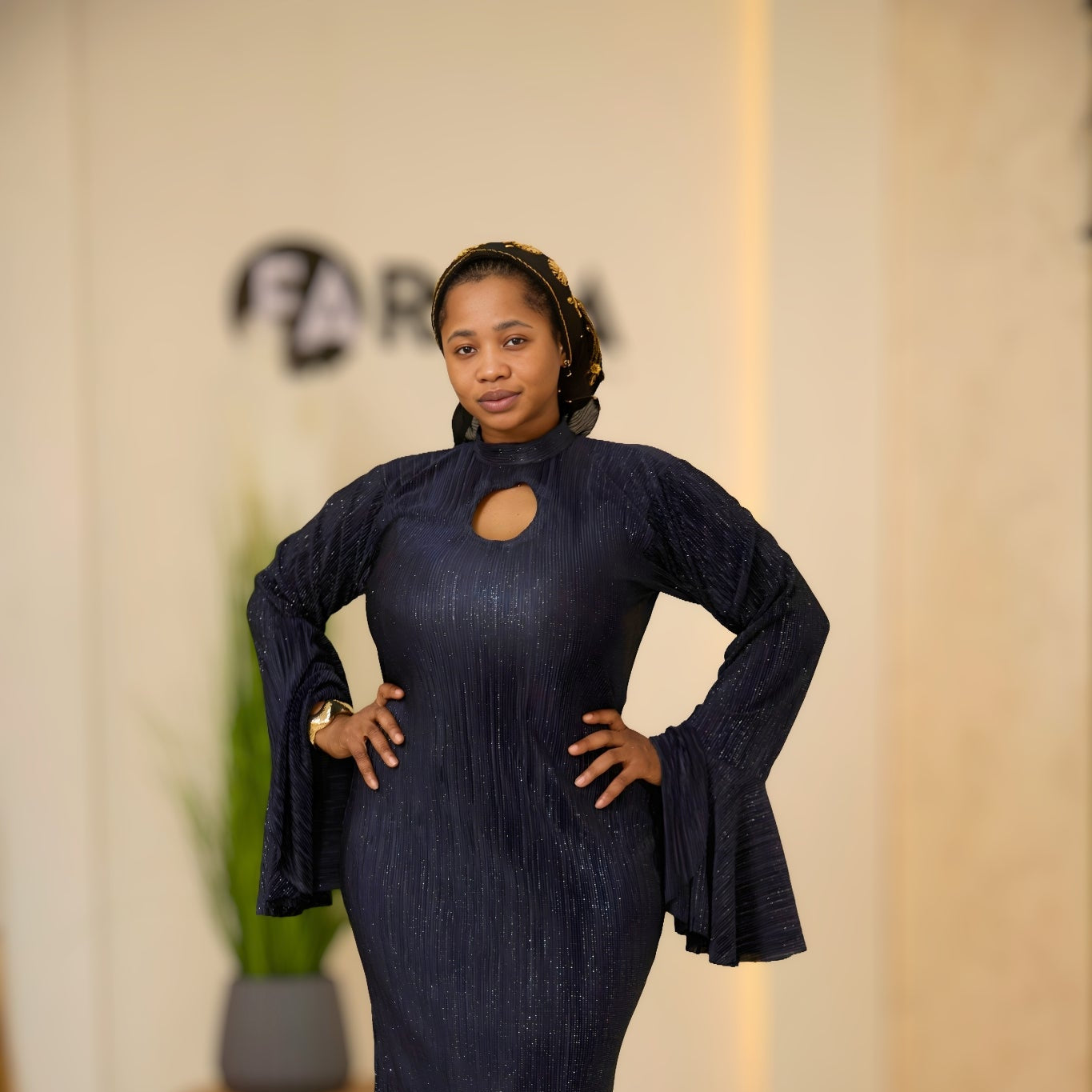 Navy Blue Glitter Maxi Dress