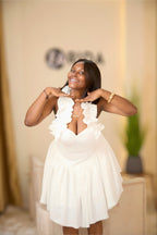 White Ruffle Babydoll Mini Dress